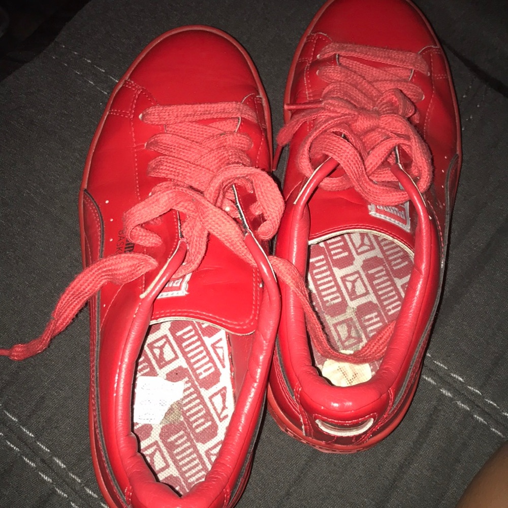 Red puma shoes